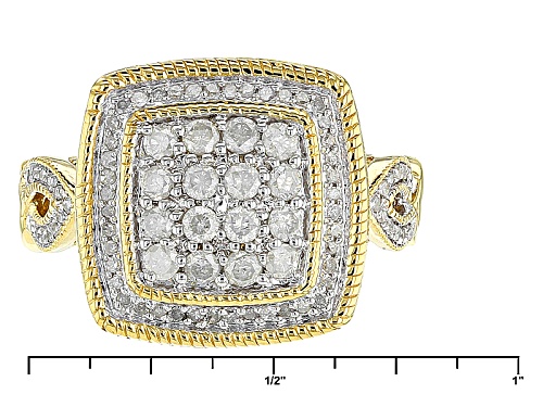 Engild™ .62ctw Round White Diamond 14k Yellow Gold Over Sterling Silver Cluster Ring - Size 6