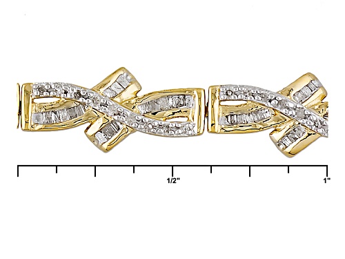 Engild™ 1.33ctw Baguette & Round White Diamond 14k Yellow Gold Over Sterling Silver Line Bracelet - Size 7.5
