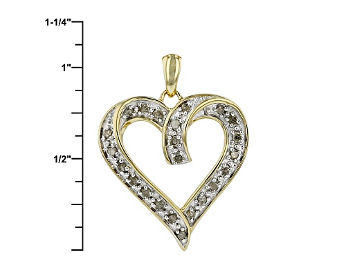 Engild™ .25ctw Round White Diamond 14k Yellow Gold Over Sterling Silver Heart Pendant With Chain