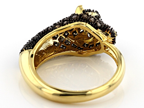 Engild™ 0.55ctw Round Champagne Diamond 14K Yellow Gold Over Sterling Silver Ring - Size 8