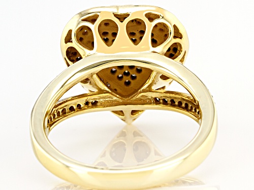 Engild™ 0.55ctw Round Champagne & White Diamond 14K Yellow Gold Over Sterling Silver Heart Ring - Size 6