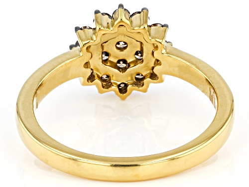 Engild™ 0.50ctw Round Champagne Diamond 14k Yellow Gold Over Sterling Silver Cluster Ring - Size 6