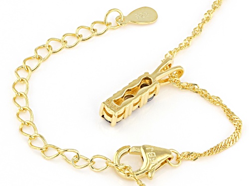 Engild™ 0.45ctw Round Champagne Diamond 14k Yellow Gold Over Sterling Silver 3-Stone Pendant