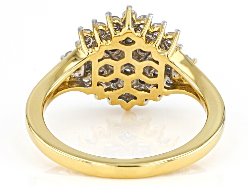 Engild™ 0.80ctw Round White Diamond 14k Yellow Gold Over Sterling Silver Cluster Ring - Size 7