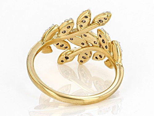 Engild™ 0.35ctw Round White Diamond 14k Yellow Gold Over Sterling Silver Bypass Leaf Ring - Size 9