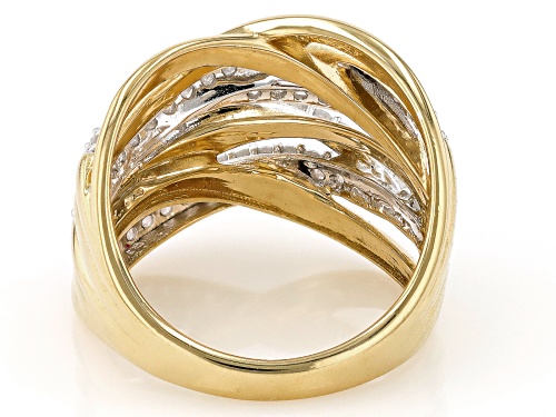 Engild™ 1.00ctw Round White Diamond 14k Yellow Gold Over Sterling Silver Crossover Ring - Size 6