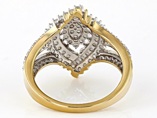 Engild™ 1.00ctw Round White Diamond 14k Yellow Gold Over Sterling Silver Cluster Ring - Size 5