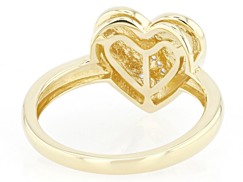 Engild™ Round White Diamond Accent 14k Yellow Gold Over Sterling Silver Paw Print Heart Ring - Size 7