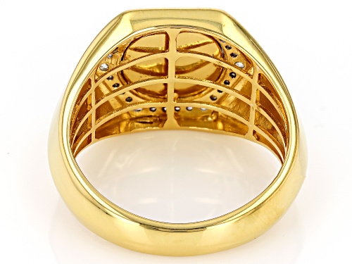 Engild™ 0.25ctw Round White Diamond 14k Yellow Gold Over Sterling Silver Mens Panther Signet Ring - Size 10