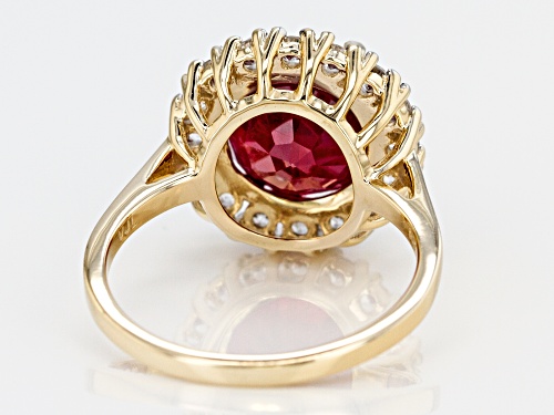 3.75ct round Mahaleo® ruby with .70ctw round white zircon 10K yellow gold ring - Size 9