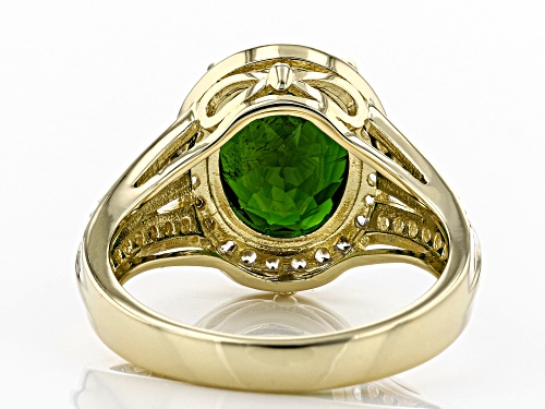 3.15ct Oval Chrome Diopside With .44ctw Round White Zircon 10k Yellow Gold Ring - Size 8