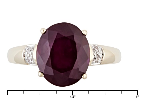 5.95ct Oval Mahaleo® Ruby With .05ctw Four Round White  Diamond Accents 10k Yellow Gold Ring - Size 8
