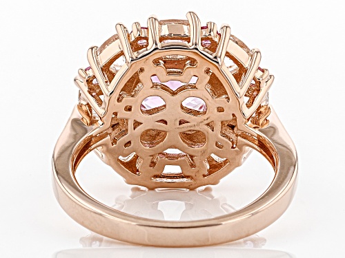 4.32ctw kunzite, Crystal quartz, pink sapphire & diamond accent 18k rose gold over silver ring - Size 7