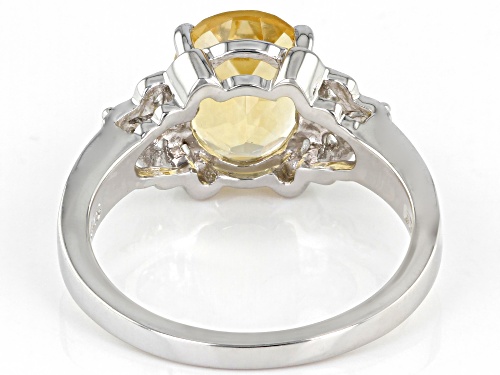 2.50ct Oval Brazilian Citrine and 0.03ctw Round White Zircon Rhodium Over Sterling Silver Ring - Size 8