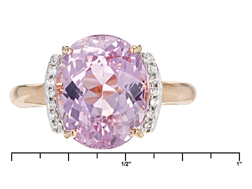 5.35ct Oval Pink Kunzite And .08ctw Round White Zircon 10k Rose Gold Ring. - Size 8