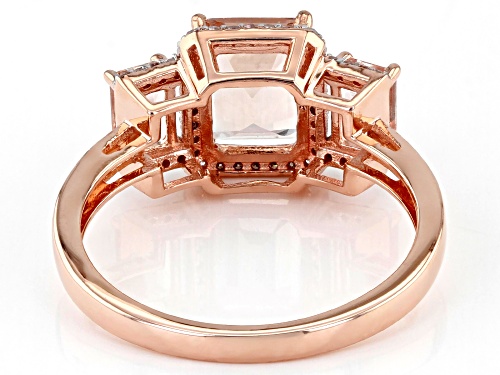 1.75ctw Emerald Cut Cor-De-Rosa Morganite™ With .17ctw White Diamonds 10k Rose Gold Ring - Size 3