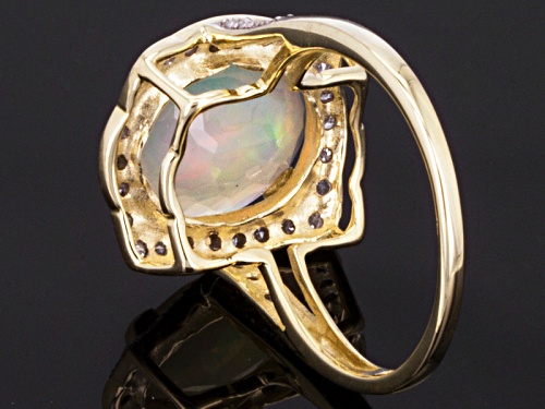 1.87ct Oval Ethiopian Opal With .20ctw Round White Diamond 10k Yellow Gold Ring - Size 9.5