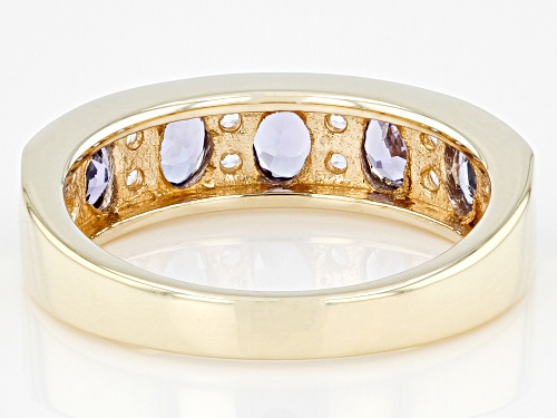 0.72ctw Tanzanite And 0.39ctw White Zircon 18k Yellow Gold Over Sterling Silver Band Ring - Size 11