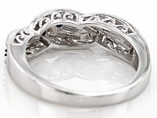 Blue Velvet Diamond™ Round Diamond Accent Rhodium Over Sterling Silver Ring - Size 8