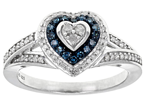 0.40ctw Round Blue Velvet™ And White Diamond Rhodium Over Sterling Silver Ring - Size 7