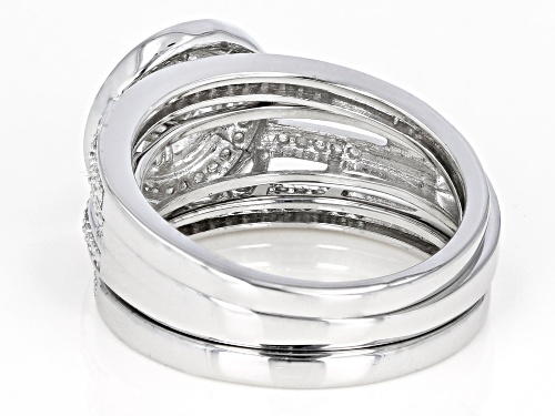 0.50ctw Round And Baguette White Diamond Rhodium Over Sterling Silver Ring With Matching Bands - Size 9