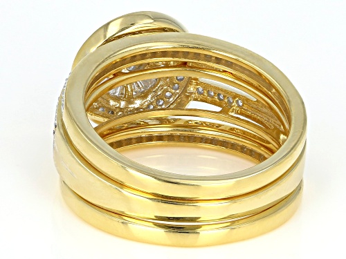 Engild™ Round And Baguette .50ctw White Diamond 14K Yellow Gold Over Sterling Silver Ring With Bands - Size 7