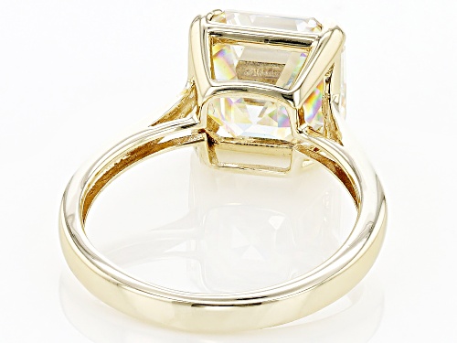 6.25ct Asscher Cut Strontium Titanate 10K Yellow Gold Solitaire Ring - Size 9