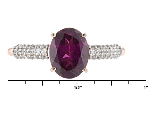 2.10ctw Oval Grape Color Garnet With .25ctw Round White Zircon 10k Rose Gold Ring. - Size 5