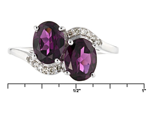 2.79ctw Grape Color Garnet With .06ctw White Diamond Accent Rhodium Over 10k White Gold  Bypass Ring - Size 7