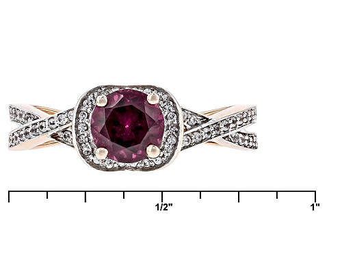 .75ct Round Grape Color Garnet With .05ctw Round White Zircon 10k Rose Gold Ring. - Size 7