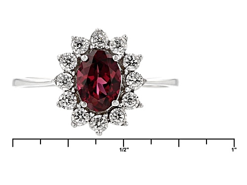 .75ct Oval Grape Color Garnet With .60ctw Round White Zircon 10k White Gold Ring - Size 8