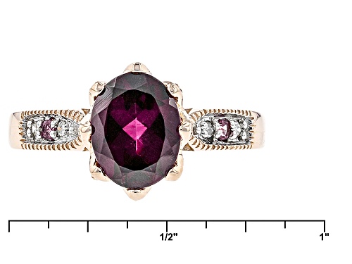 1.78c Grape Color Garnet, .03ctw Pink Tourmaline And .02ctw 4 Diamond Accents 10k Rose Gold Ring - Size 8
