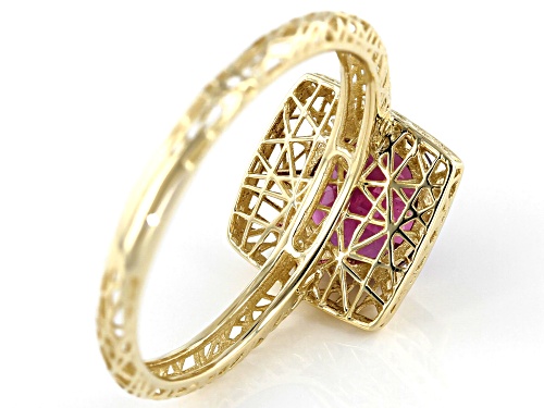 1.31ct Round Grape Color Garnet Solitaire 10k Yellow Gold Filigree Ring - Size 9
