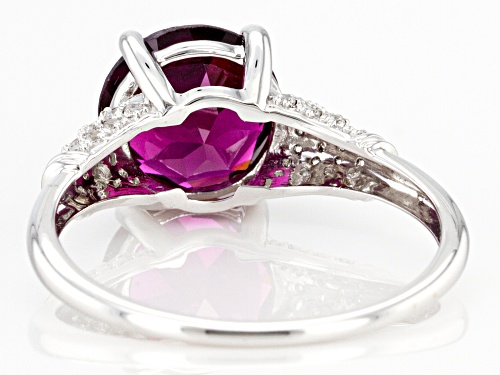 2.38ct Round Grape Color Garnet With .36ctw Round White Zircon Rhodium Over 10k White Gold Ring - Size 8