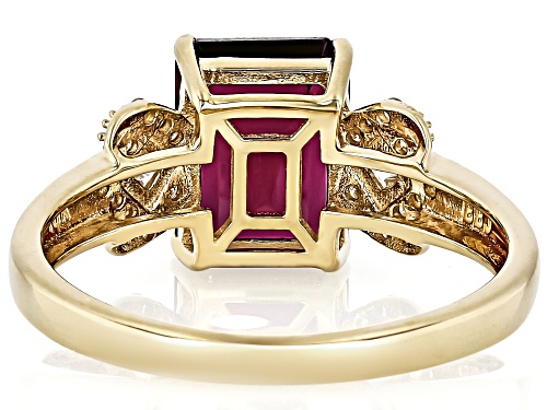 2.52ct Grape Color Garnet With 0.23ctw Moissanite 10k Yellow Gold Ring - Size 8