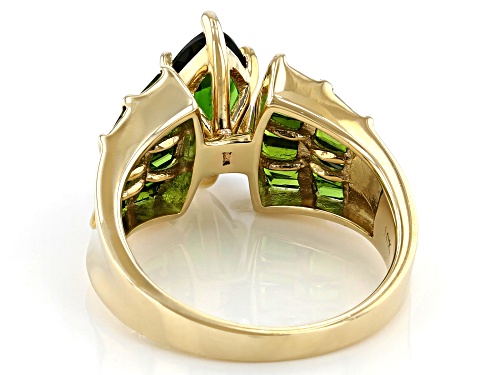 2.63ctw Marquise, Tapered Baguette And Baguette Chrome Diopside 10k Yellow Gold Ring - Size 6