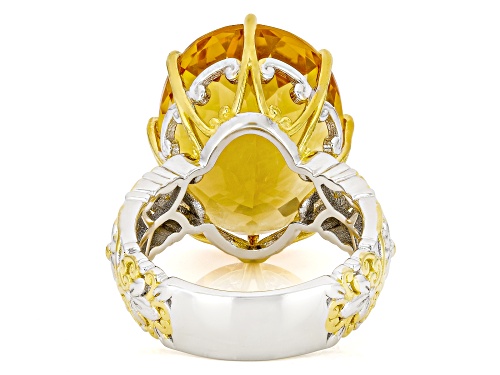 17.73ct Rio Grande Citrine Rhodium & 24k Yellow Gold Over Palladium Sterling Silver Ring - Size 9