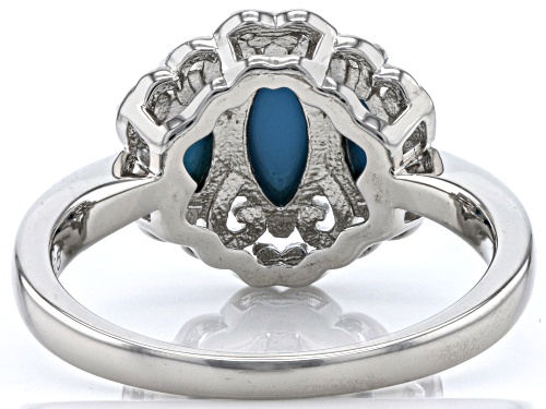 8x4mm Sleeping Beauty Turquoise Rhodium Over Sterling Silver Ring - Size 7