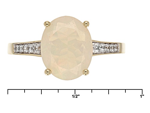 1.70ct Oval ethtiopian Opal And .10ctw Round White Zircon 10k Yellow Gold Ring - Size 8