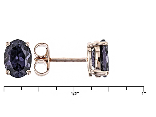 1.2ctw Oval Purple Spinel Solitaire 10k Rose Gold Stud Earrings.