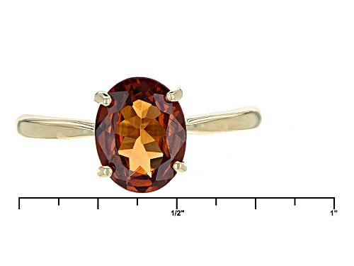 1.87ct Oval Malaya Garnet Solitaire 10k Yellow Gold Ring - Size 7