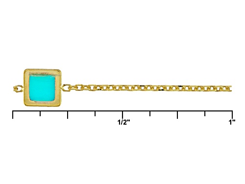 Splendido Oro™ 14k Yellow Gold Marquise Turquoise Simulant Bead Station 24 Inch Necklace - Size 24