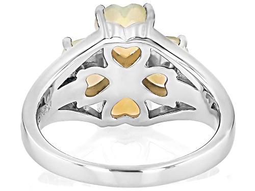 1.62ctw Heart Shape Ethiopian Opal Rhodium Over Sterling Silver Ring - Size 7