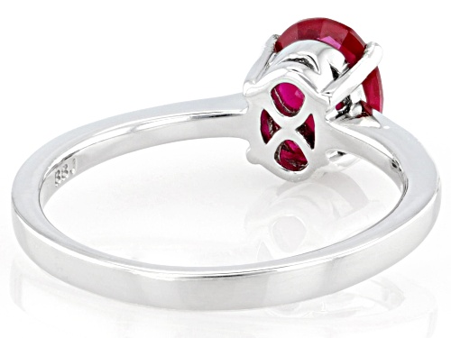 1.41ct Oval Lab Created Ruby Rhodium Over Sterling Silver Ring - Size 9