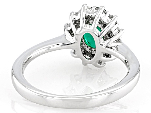 0.94ct Lab Created Emerald With 0.51ctw White Zircon Rhodium Over Sterling Silver Ring - Size 8