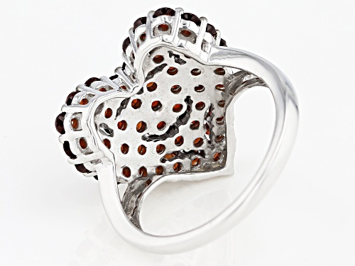 1.96ctw round red Vermelho Garnet™ rhodium over sterling silver heart shape cluster ring - Size 6