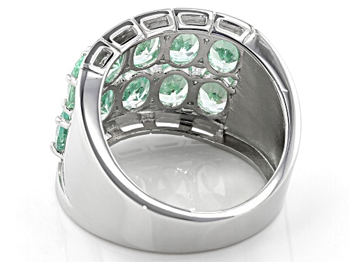 4.25ctw Oval Lab Created Green Spinel Rhodium Over Sterling Silver Band Ring - Size 8