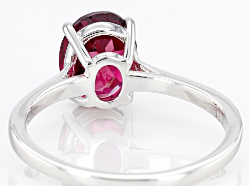 2.13ct Oval Raspberry Color Rhodolite Rhodium Over Sterling Silver Solitaire Ring - Size 8