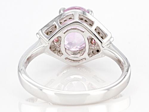 2.13ct Kunzite with .20ctw Pink Tourmaline & .15ctw White Zircon Rhodium Over Sterling Silver Ring - Size 7