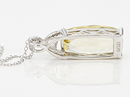 7.60ctw Cushion And Round Yellow Labradorite With .05ctw White Topaz Silver Pendant With Chain
